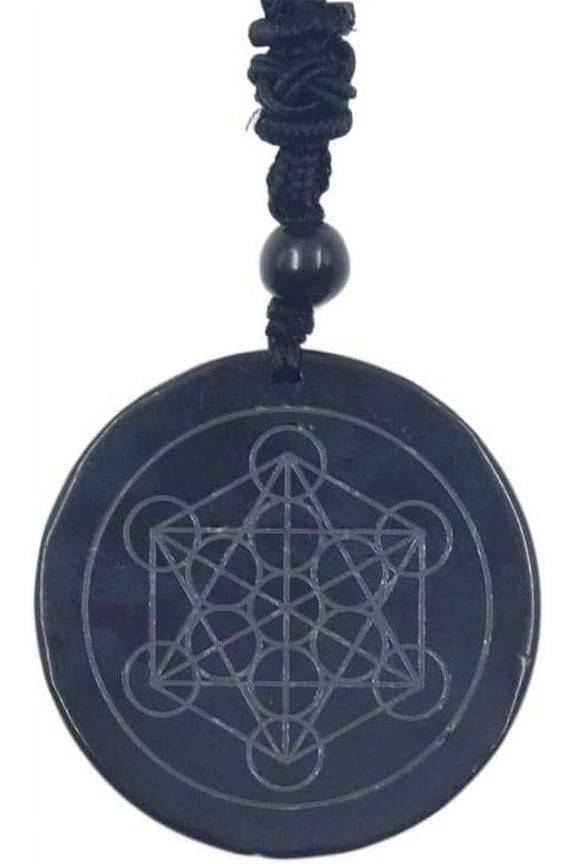 Shungite EMF Protection Metatron Cube Energy Necklace,EMF Protection Metatron Cube Necklace