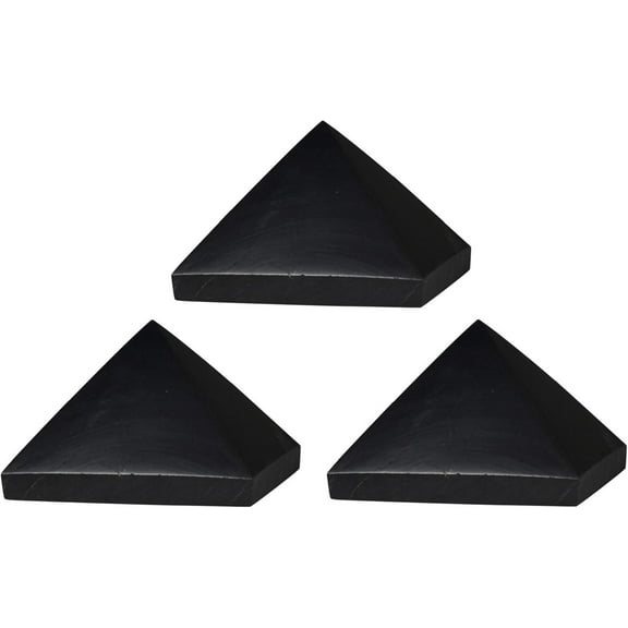 Shungite Miracle 3 Pcs Shungite Pyramid: Polished 40mm / 1.57" | Grounding & Chakra Balancing
