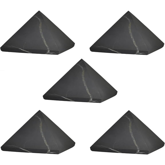 Shungite Miracle 5 Pcs Shungite Pyramid: Unpolished 60mm / 2.36" | Stress Relief & Emotional Healing