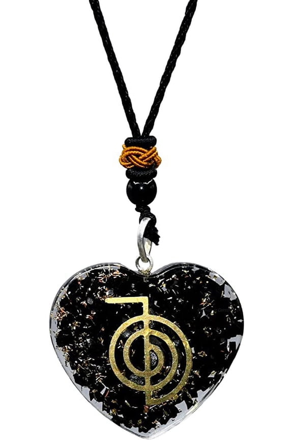 Shungite Organite Necklace Heart, Reiki