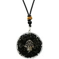 thumbnail image 1 of Shungite Organite Necklace Round, Hamsa Hand, 1 of 5