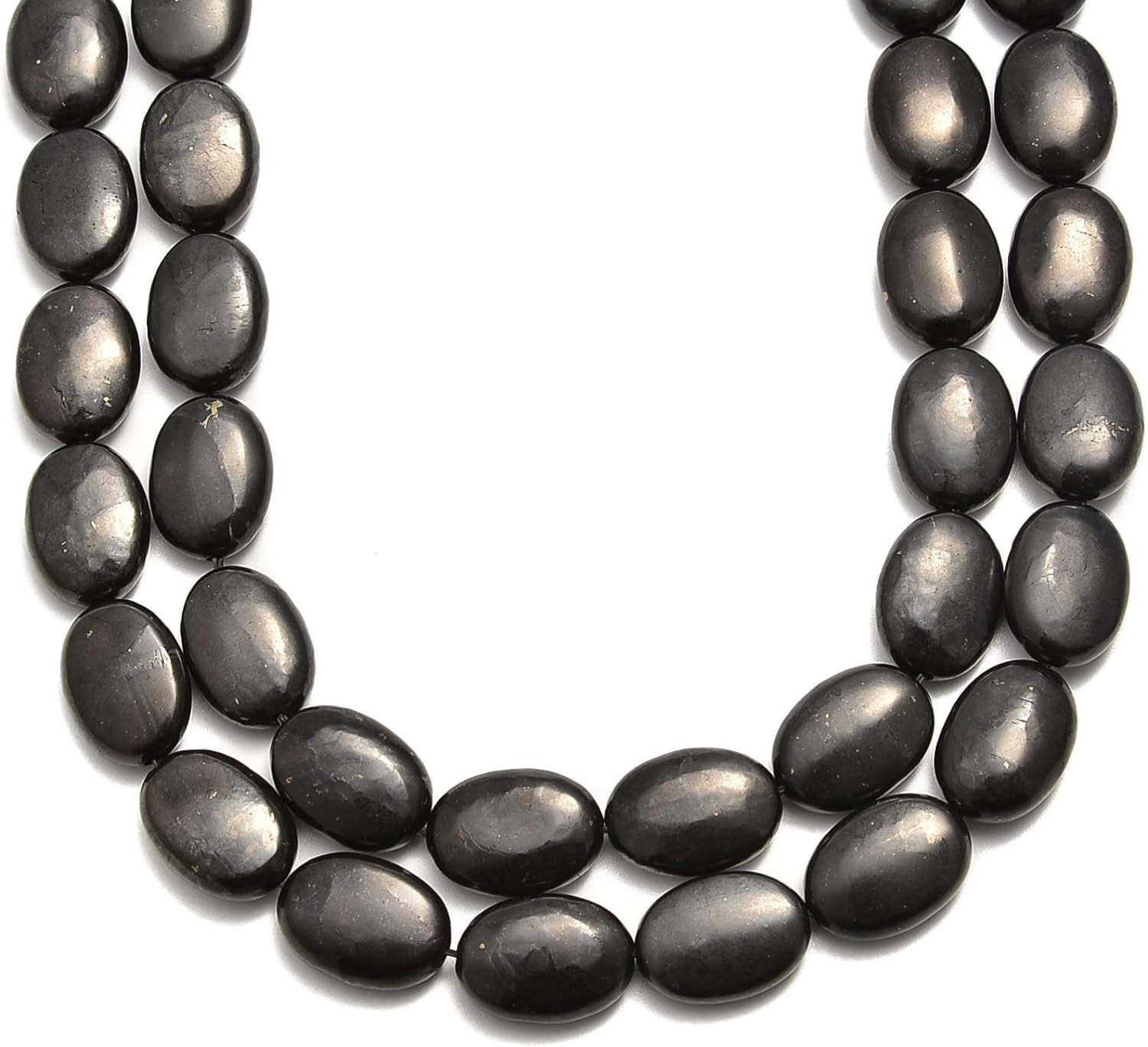 Shungite Smooth Flat Oval Beads Size 13X18mm 15.5