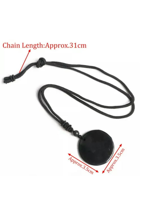 Shungite Stones Crystal Necklace Rope Pendant Reiki Healing Protection EMF Gift