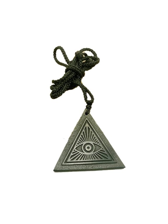Shungite Triangle All-Seeing Eye Pendant Necklace - Chakra Balance - Handcrafted Crystal Stone Jewelry - Healing Crystal Protection Necklace - Energy Harmony