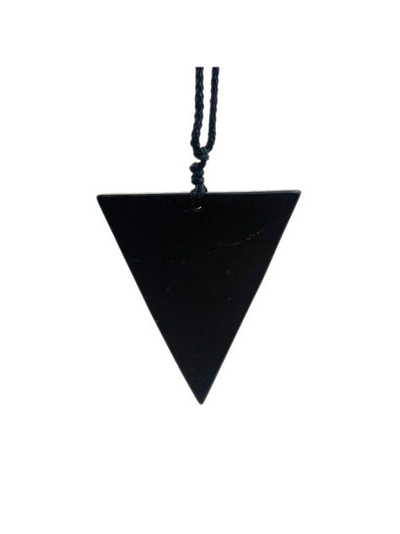 Shungite Triangle Pendant Necklace - Chakra Balance - Handcrafted Crystal Stone Jewelry - Healing Crystal Protection Necklace - Energy Harmony