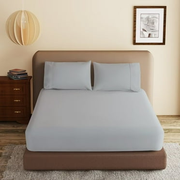Shunjie.Home 1 Fitted Sheet Only Full Size 100% Egyptian Cotton, 600 Thread Count, 16" Deep Pocket, Grey