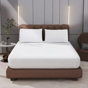 Shunjie.Home 1 Fitted Sheet Only King Size 100% Egyptian Cotton, 400 Thread Count, 16" Deep Pocket, White