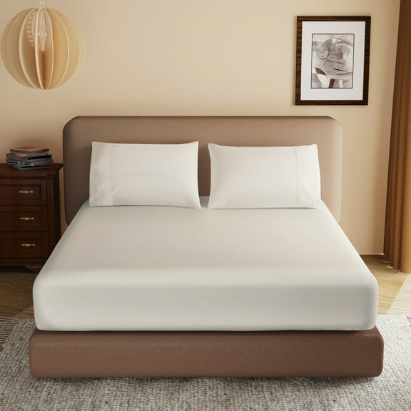Shunjie.Home 1 Fitted Sheet Only King Size 100% Egyptian Cotton, 600 Thread Count, 16" Deep Pocket, Ivory
