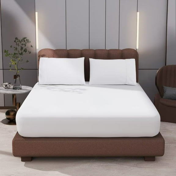 Shunjie.Home 1 Fitted Sheet Only Twin Size 100% Egyptian Cotton, 400 Thread Count, 16" Deep Pocket, White