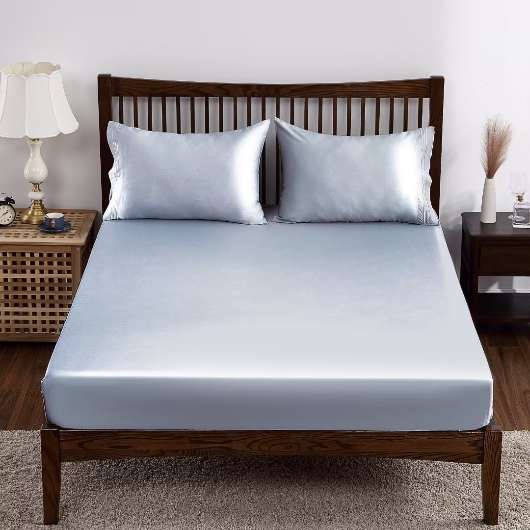 Shunjie.Home 100% Bamboo Fitted Sheet Only King Size, 400 Thread Count, 16" Deep, Super Soft, Grey