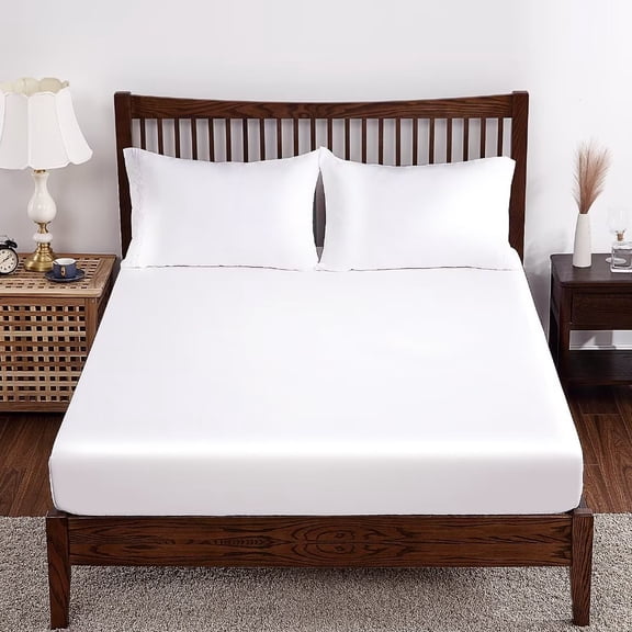 Shunjie.Home 100% Bamboo Fitted Sheet Only Twin XL Size, 400 Thread Count, 16" Deep, Super Soft, White
