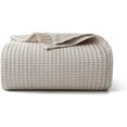 thumbnail image 1 of Shunjie.Home 100% Cotton Waffle Bed Blanket Queen Size, Throw Blanket for Couch All Seasons (Beige, 90x90), 1 of 9