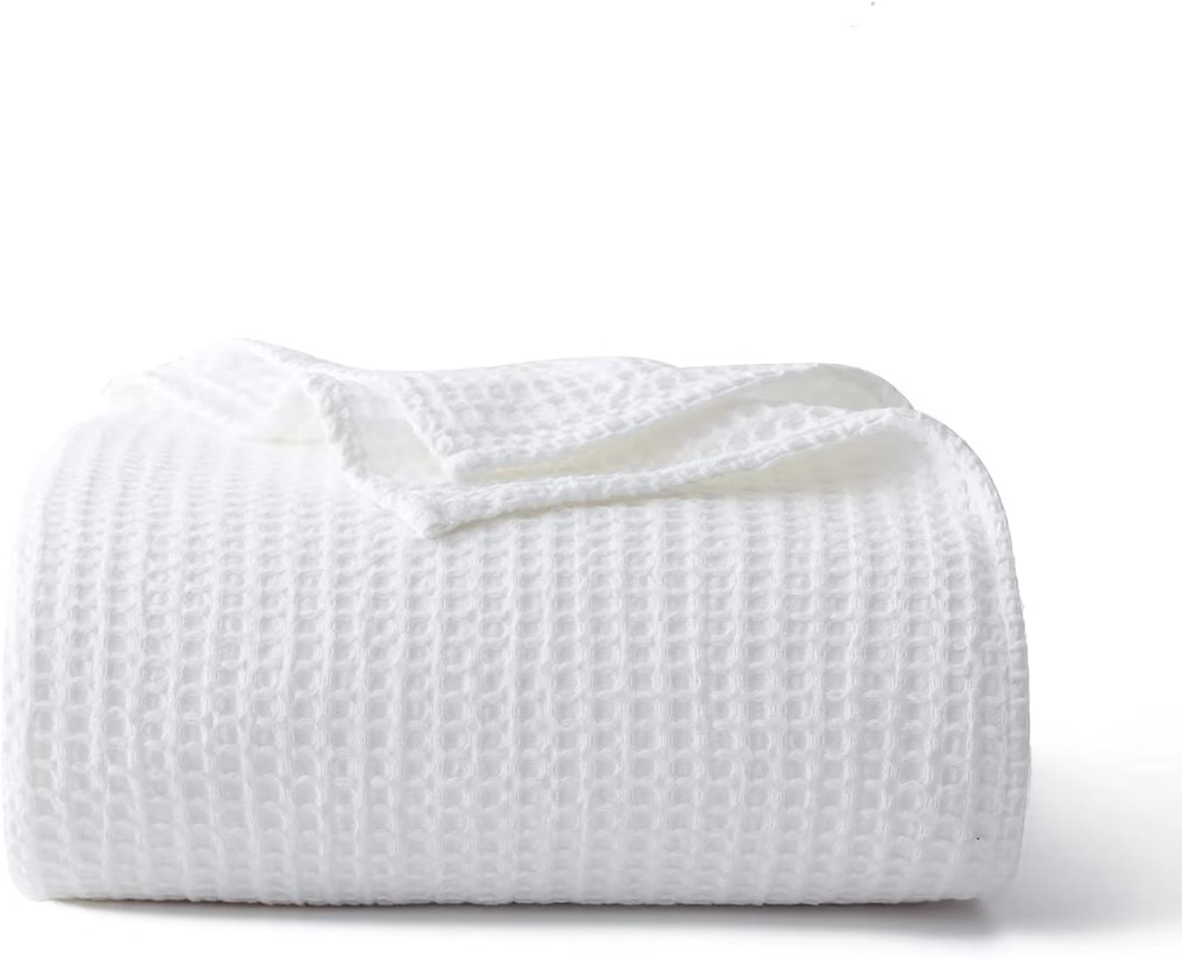 White Queen Size Cotton Waffle Weave Blanket