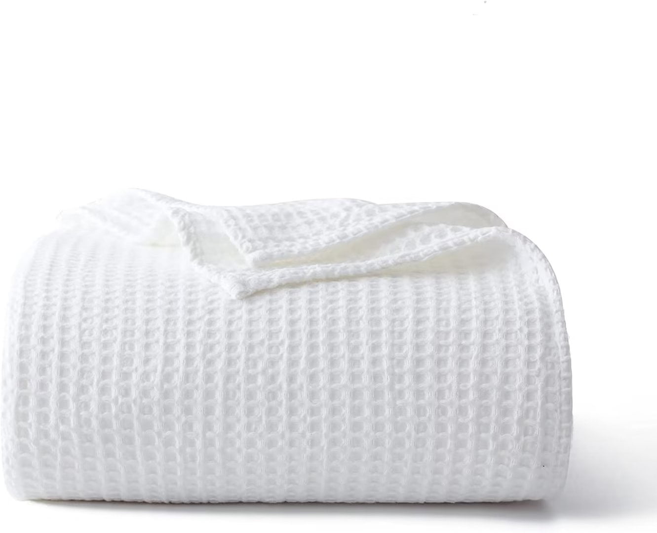 White Queen Size Cotton Waffle Weave Blanket