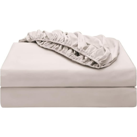 Shunjie.Home Fitted Sheet Only King Size 2 Pack, 100% Egyptian Cotton, 600 Thread Count, 16" Deep Pocket, Beige