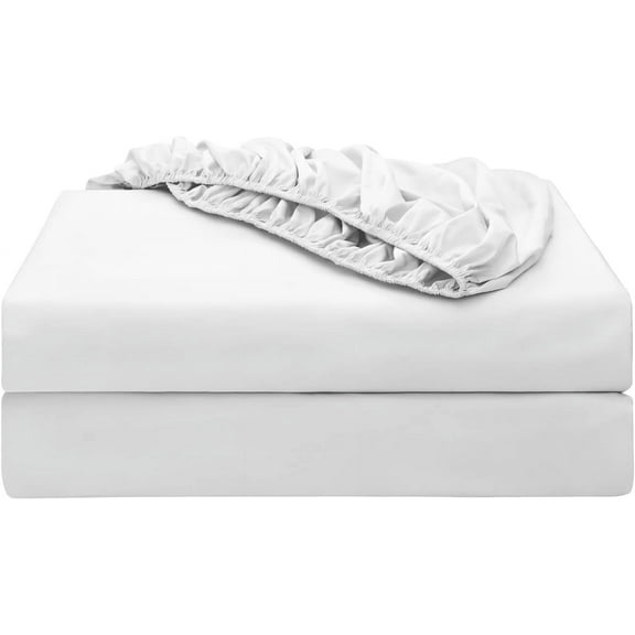 Shunjie.Home Fitted Sheet Only King Size 2 Pack, 100% Egyptian Cotton, 600 Thread Count, 16" Deep Pocket, White