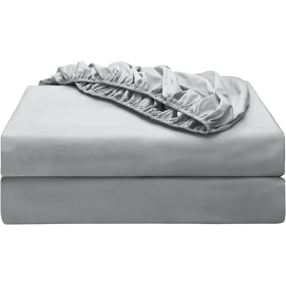 Shunjie.Home Fitted Sheet Only Queen Size 2 Pack, 100% Egyptian Cotton, 600 Thread Count, 16" Deep Pocket, Grey
