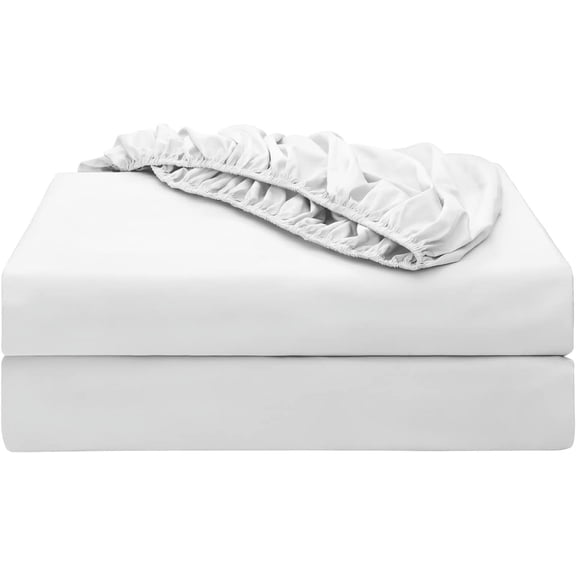 Shunjie.Home Fitted Sheet Only Twin Size 2 Pack, 100% Egyptian Cotton, 600 Thread Count, 16" Deep Pocket, White