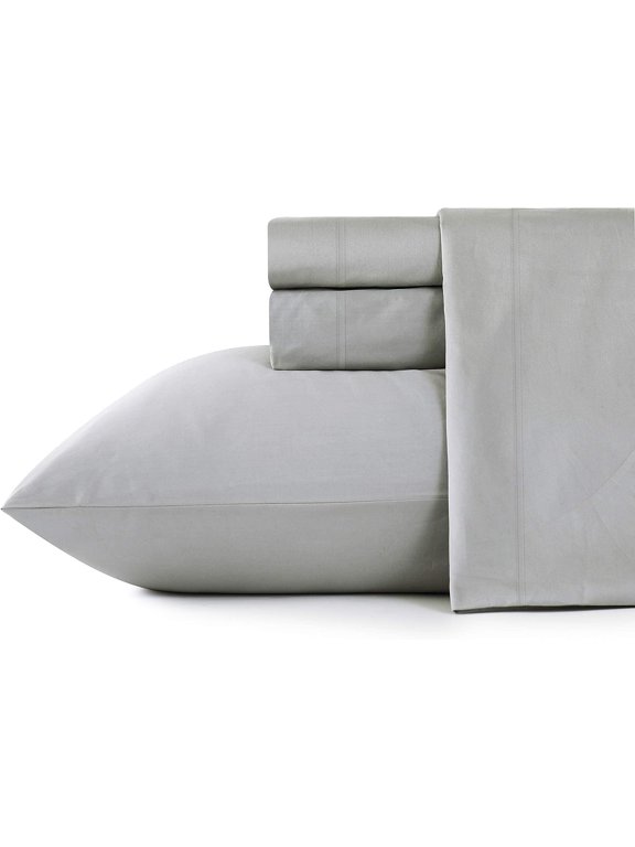 Bed Sheets Set 4 Pieces, 600 TC 100% Egyptian Cotton Bed Sheets, Breathable, Soft & Silky Sateen Weave Fits Mattress 8" Up to 18" Deep Pocket (Grey, California King)