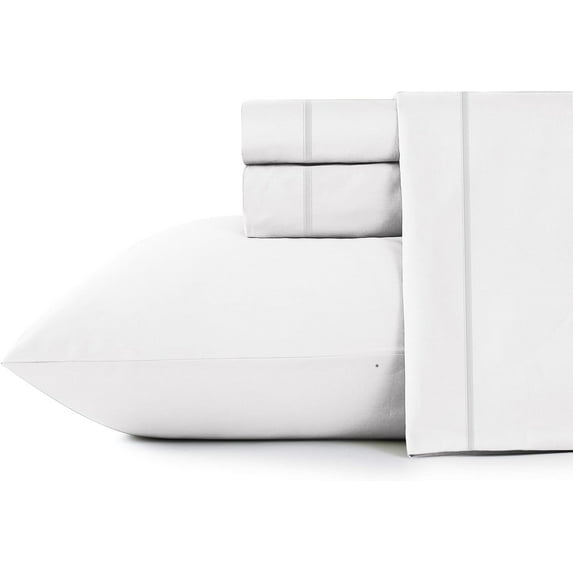 Shunjie.Home Bed Sheets Set 4 Pieces, 600 TC 100% Egyptian Cotton Bed Sheets, Breathable, Soft & Silky Sateen Weave Fits Mattress 8" Up to 18" Deep Pocket (White, California King)