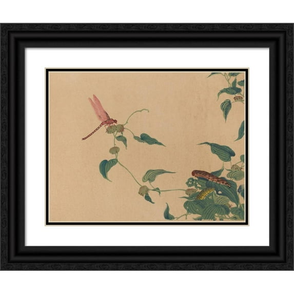 Shunkei Mori 14x12 Black Ornate Wood Framed Double Matted Museum Art Print Titled: Chuka Senzen, Pl.04 (ca 1889)