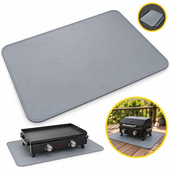 Shunshunfu Under Grill Mat, 6040 inch Fire Resistant BBQ Protector Pad, Waterproof Oil Repellent Deck Shield for Outdoor Barbecue & Fire Pit Use, Gray