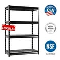 thumbnail image 1 of Shuntong The Atlas 12000LBS Garage Storage Shelves, 48"W Heavy Duty Metal Industrial Shelves, 4 Tier Adjustable Storage Rack for Warehouse Shop Basement,48"W x 24"D x 72"H, Black, 1 of 12