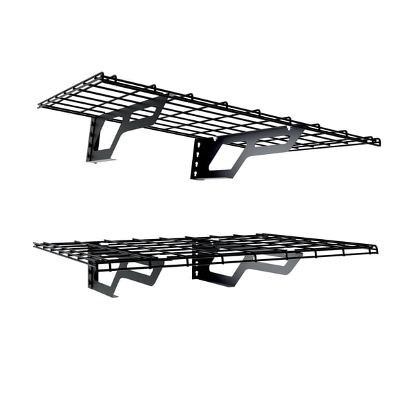 Shuntong The Atlas 2-Pack 2x3 ft Garage Wall Shelves, 400lbs Heavy Duty Garage Shelving Wall Mounted, 24"x36" Metal Floating Shelf Storage Rack, Hammertone