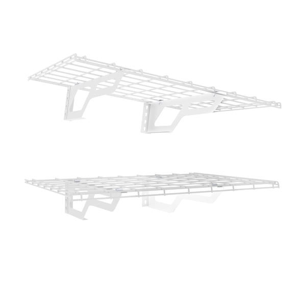 Shuntong The Atlas 2-Pack 2x3 ft Garage Wall Shelves, 400lbs Heavy Duty Garage Shelving Wall Mounted, 24"x36" Metal Floating Shelf Storage Rack, White