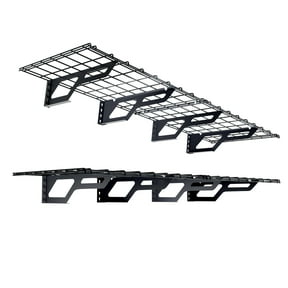 The Atlas 2-Pack 2x6 ft Garage Wall Shelves, 800lbs Heavy Duty Garage Shelving Wall Mounted, 24"x72" Metal Floating Shelf Storage Rack, Hammertone