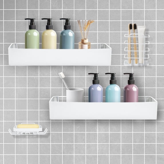 Shuntong Premium Shower Caddy, Adhesive Bathroom Shower Organizer and Storage, No Drill Shower Shelves for Inside Shower, Rustproof Shower Storage Rack 2 Pack Black