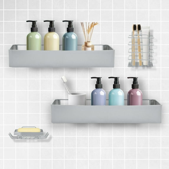 Shuntong Premium Shower Caddy, Adhesive Bathroom Shower Organizer and Storage, No Drill Shower Shelves for Inside Shower, Rustproof Shower Storage Rack 3 Pack Gold