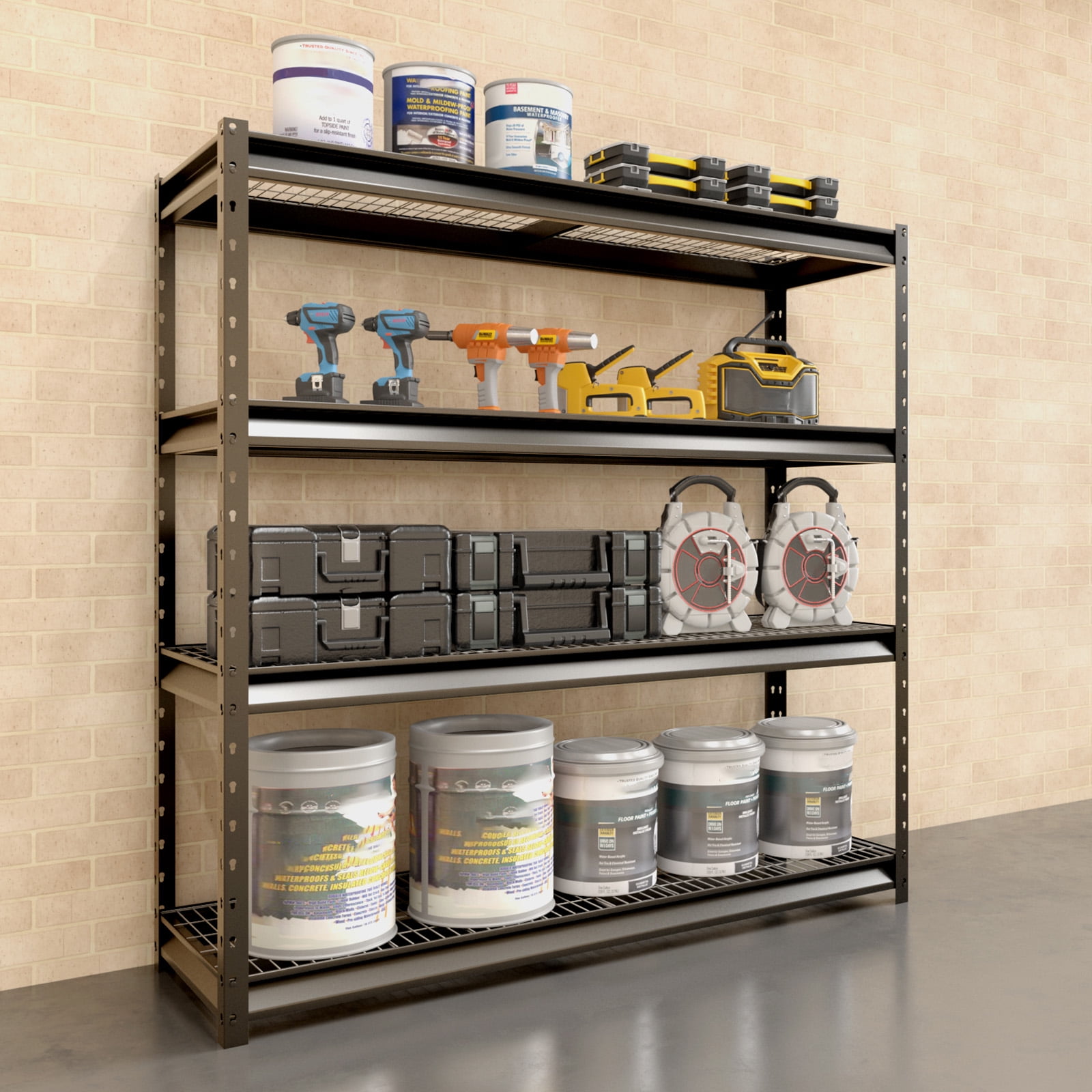 COOKCOK 5-Tier Storage Shelving Unit, Heavy Duty Metal Shelf  27.9x13.4x62.5, Foldable Storage Shelf with Wheels, Garage Shelf, Metal  Storage Rack