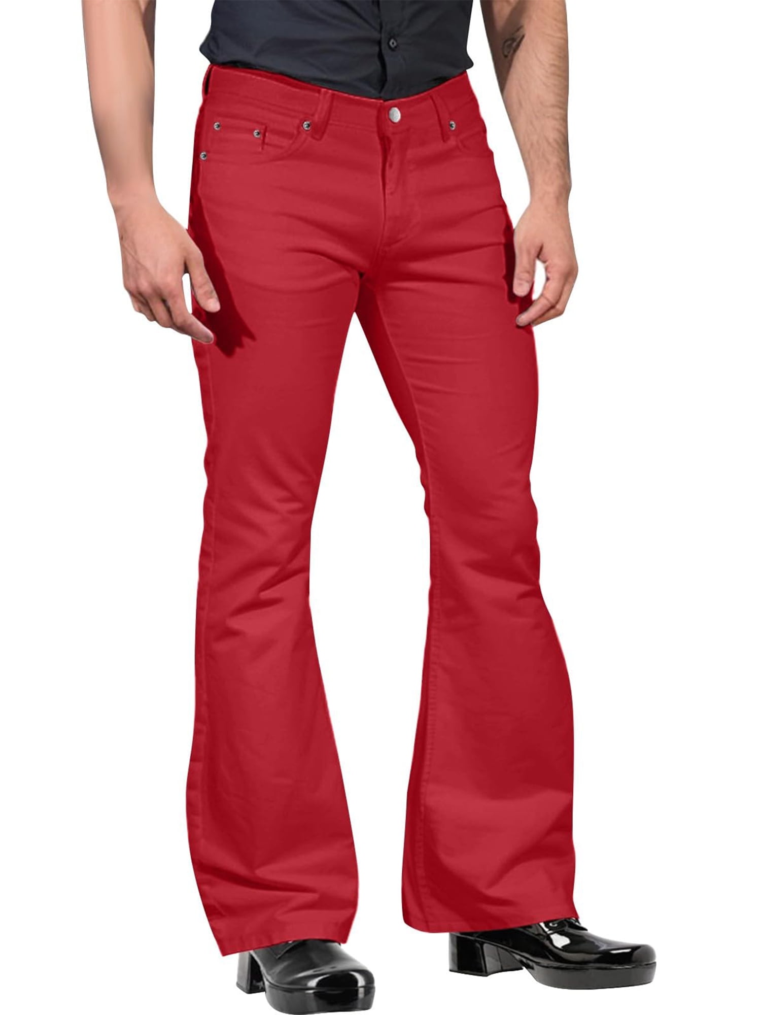 Shunvnny Men's Retro Flare Pants 70s Vintage Bell Bottom Shunvnny Men's Retro Flare Pants 70s Vintage Bell Bottom