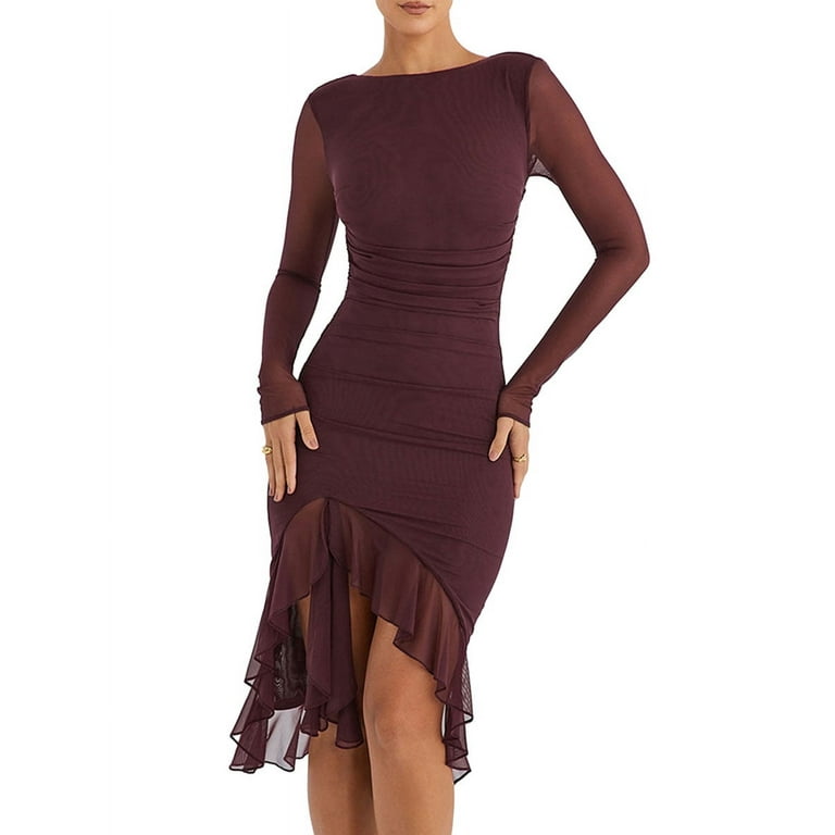 Sexy Long Sleeve Ruffled Bodycon Dress Sexy Long Sleeve Ruffled Bodycon Dress
