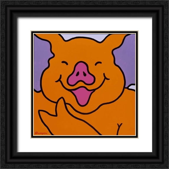 Shunyam, van Steveninck 20x20 Black Ornate Wood Framed with Double Matting Museum Art Print Titled - its great to be a pig