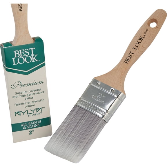 Shur-Line Flat Paint Brush Flagged Bristle - Durable Premium Nylon - 2 In. Interior & Exterior Use, Professional Finish