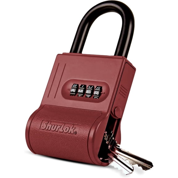 ShurLok SL-300W 4 Dial Numbered Key Storage Combination Lock Box, Burgundy