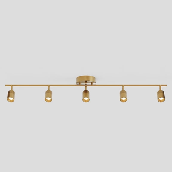 Shura Antique Brass 5-Light Track Light with Rotatable Heads, Integrated LED Bulbs, 3000K