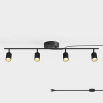 Shura Black 4-Light Plug-In Track Light with Dimmer Switch, Integrated LED Bulbs, 3000K