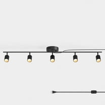 Shura Black 5-Light Plug-In Track Light with Dimmer Switch, Integrated LED Bulbs, 3000K