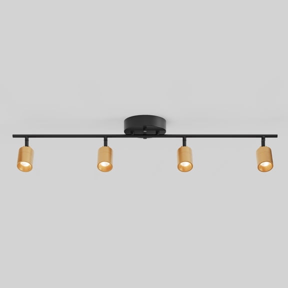 Open Box Shura Black & Brass 4-Light Track Light with Rotatable Heads, Integrated LED Bulbs, 3000K