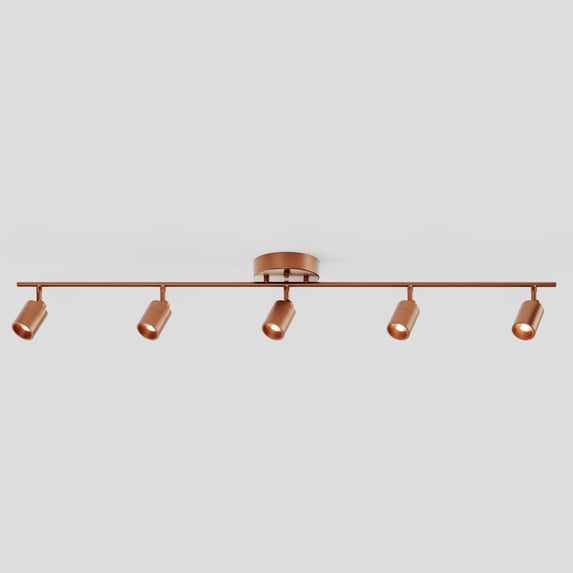 Shura Brushed Copper 5-Light Track Light with Rotatable Heads, Integrated LED Bulbs, 3000K