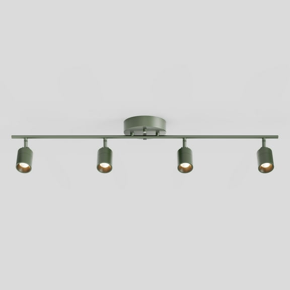 Shura Dark Olive 4-Light Track Light with Rotatable Heads, Integrated LED, 3000K, 3 ft.