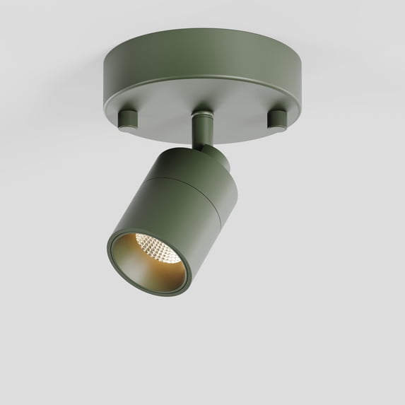 Shura Dark Olive Spotlight Sconce, Adjustable Head, Integrated LED Bulb, 3000k, 490 Lumens