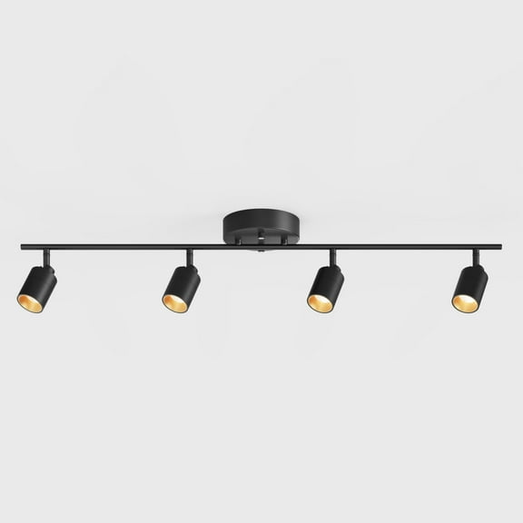 Shura Matte Black 4-Light Track Light with Rotatable Heads, Integrated LED Bulbs, 3500K