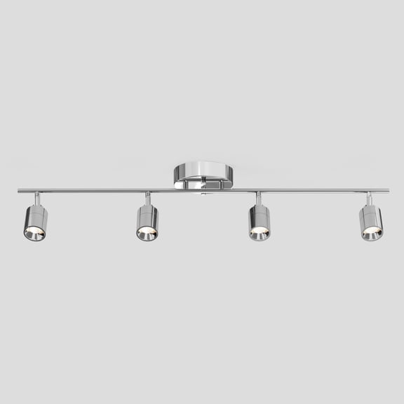 Shura Polished Chrome 4-Light Track Light, Rotatable Heads, Integrated LED Bulbs, 3000K