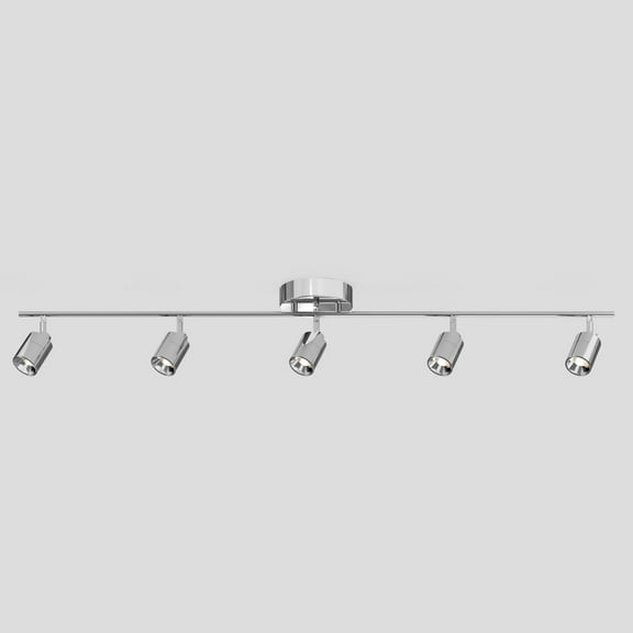 Shura Polished Chrome 5-Light Track Light, Rotatable Heads, Integrated LED Bulbs, 3000K