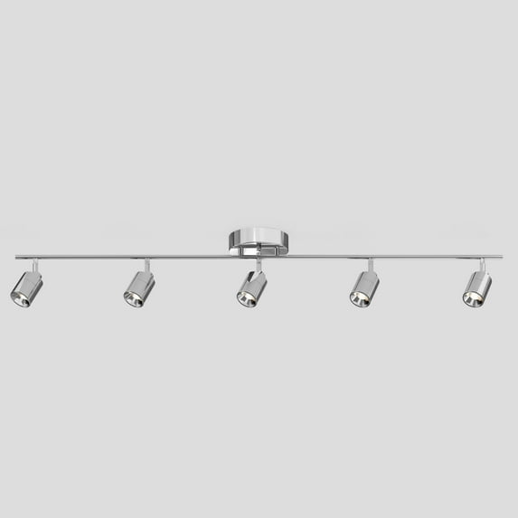 Shura Polished Chrome 5-Light Track Light, Rotatable Heads, Integrated LED Bulbs, 3000K