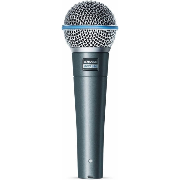 Shure BETA 58A Vocal Microphone - Single Element Supercardioid Dynamic Mic for Stage and Studio, Includes A25D Adjustable Stand Adapter, 5/8 to 3/8 (Euro) Thread Adapter and Storage Bag